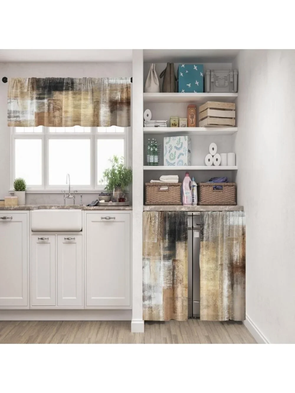 Modern Brown Kitchen Curtains Set - 36
